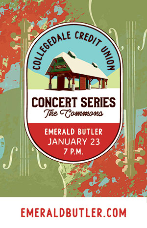 Collegedale Credit Union Concert Series at The Commons. Emerald Butler on January 23rd at 7 p.m.